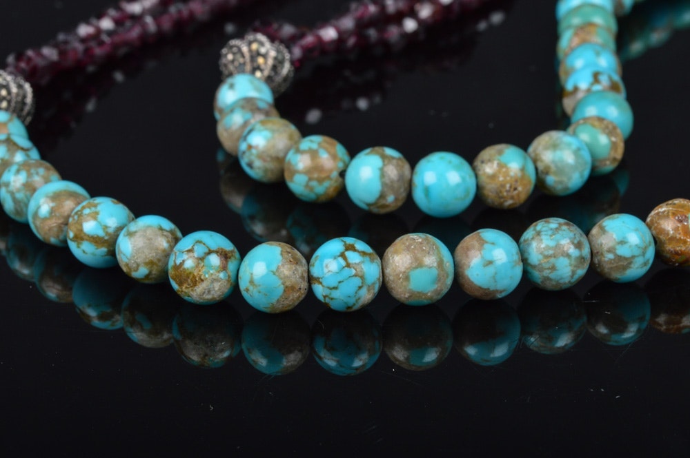 Semi-Precious Gemstone Beaded and Sterling Silver Necklace | EBTH