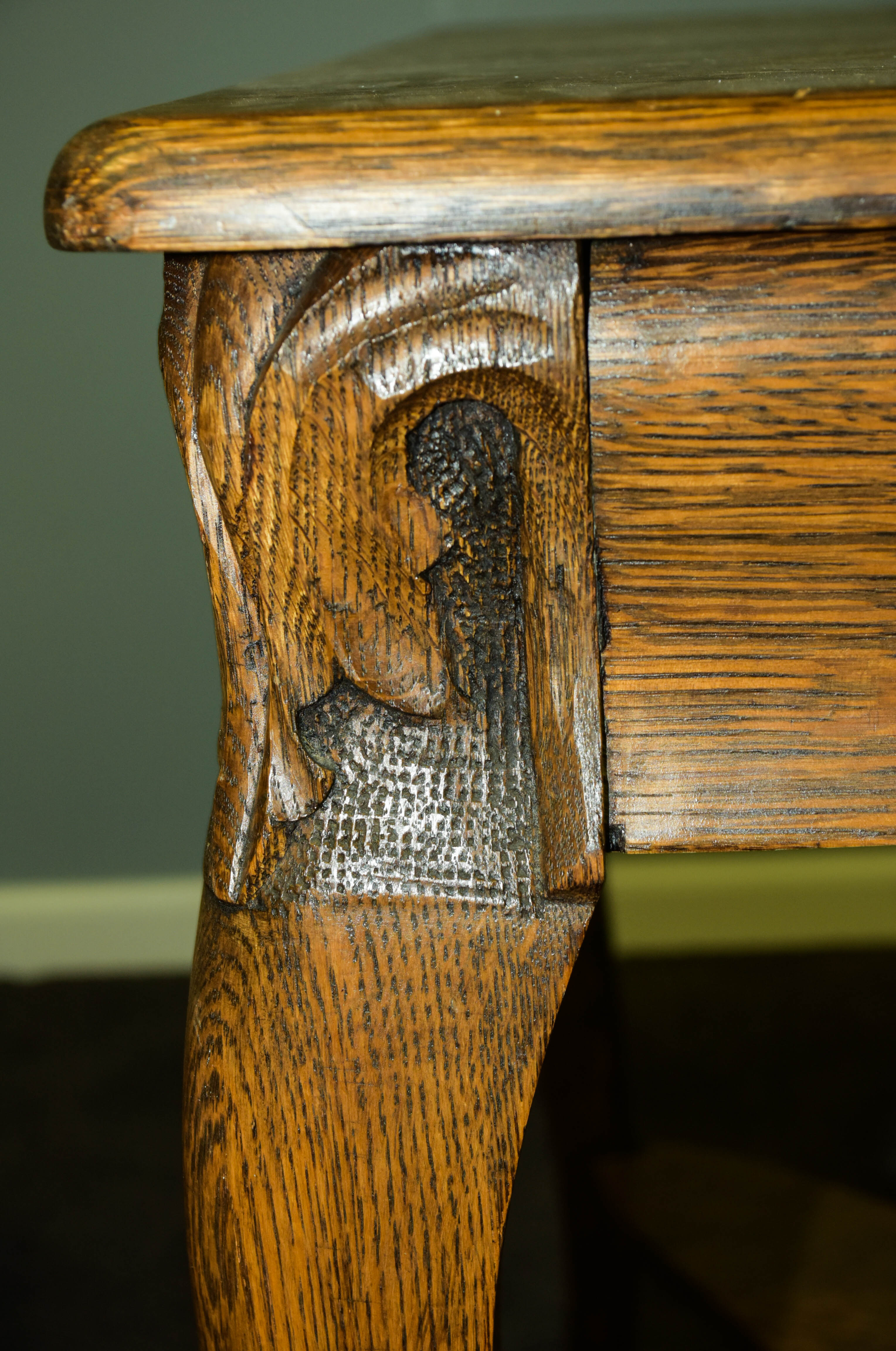 Tiger Oak Finish Library Table EBTH