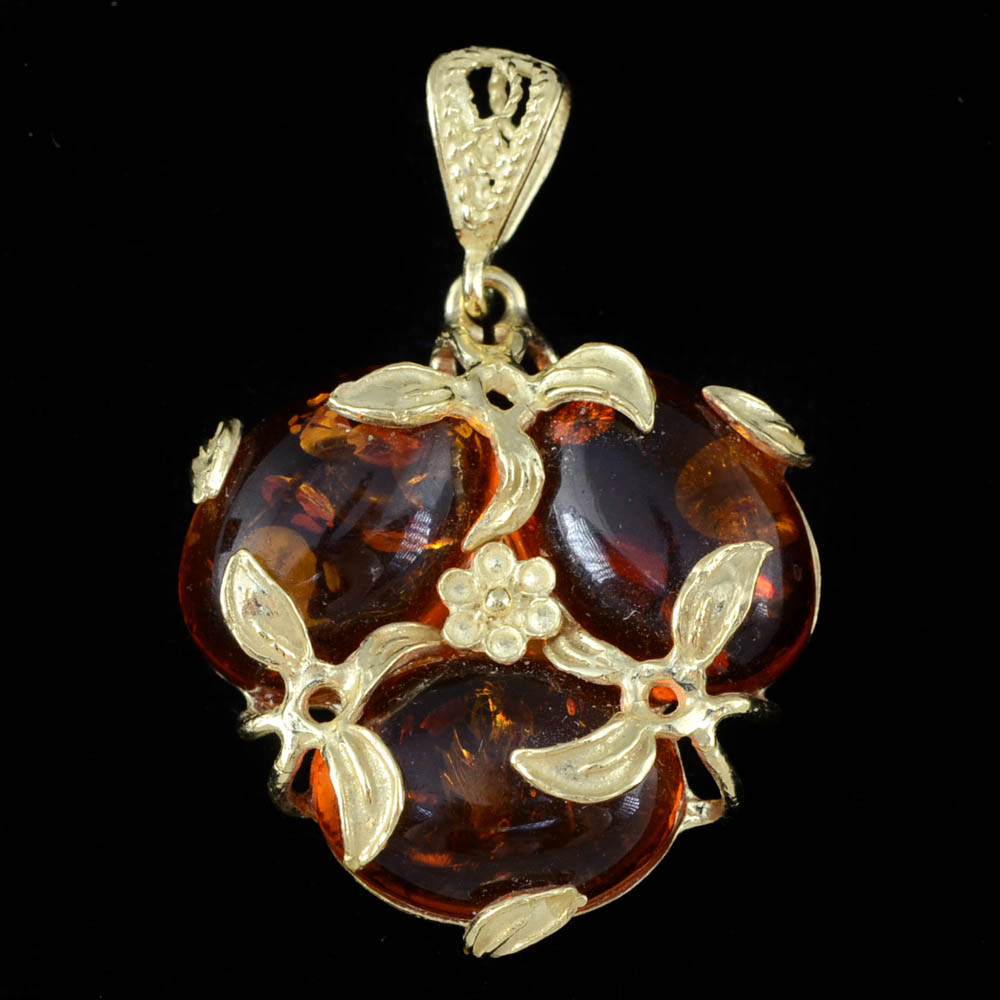 Rajola Italian Designer 18K Yellow Gold and Amber Dangle Pendant EBTH