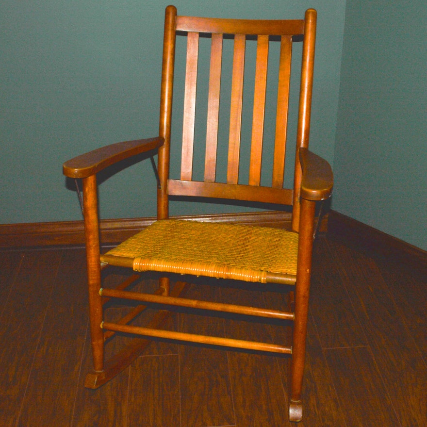 Antique Rocking Chair with Woven Seat | EBTH