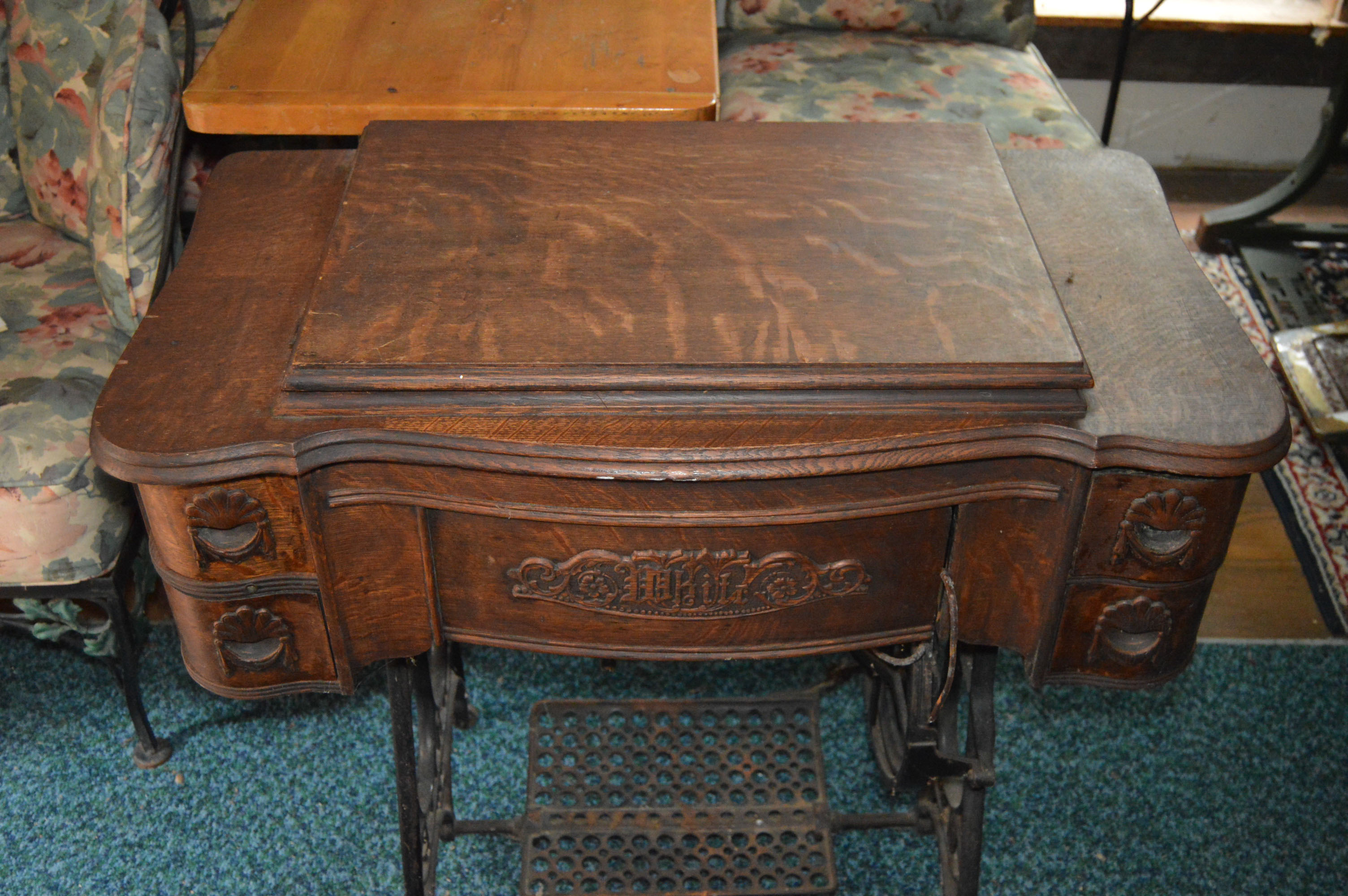Antique White Sewing Machine Table EBTH