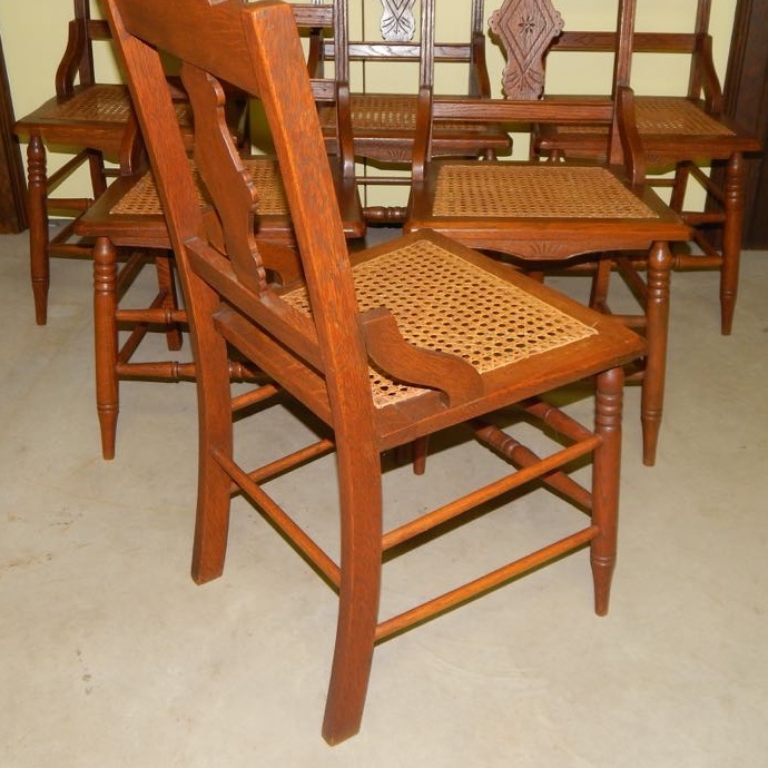 Six Eastlake Victorian Carved Cane Seat Chairs | EBTH