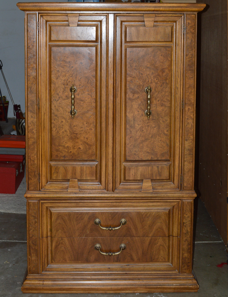 Vintage Burled Oak Veneer Armoire by Thomasville EBTH