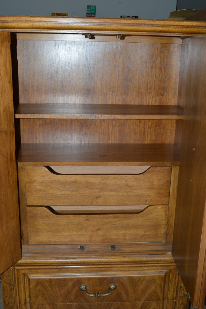 Vintage Burled Oak Veneer Armoire by Thomasville EBTH