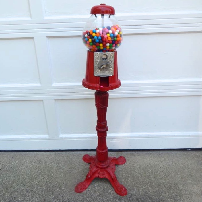 Vintage Cast Iron Gumball Dispenser Machine EBTH