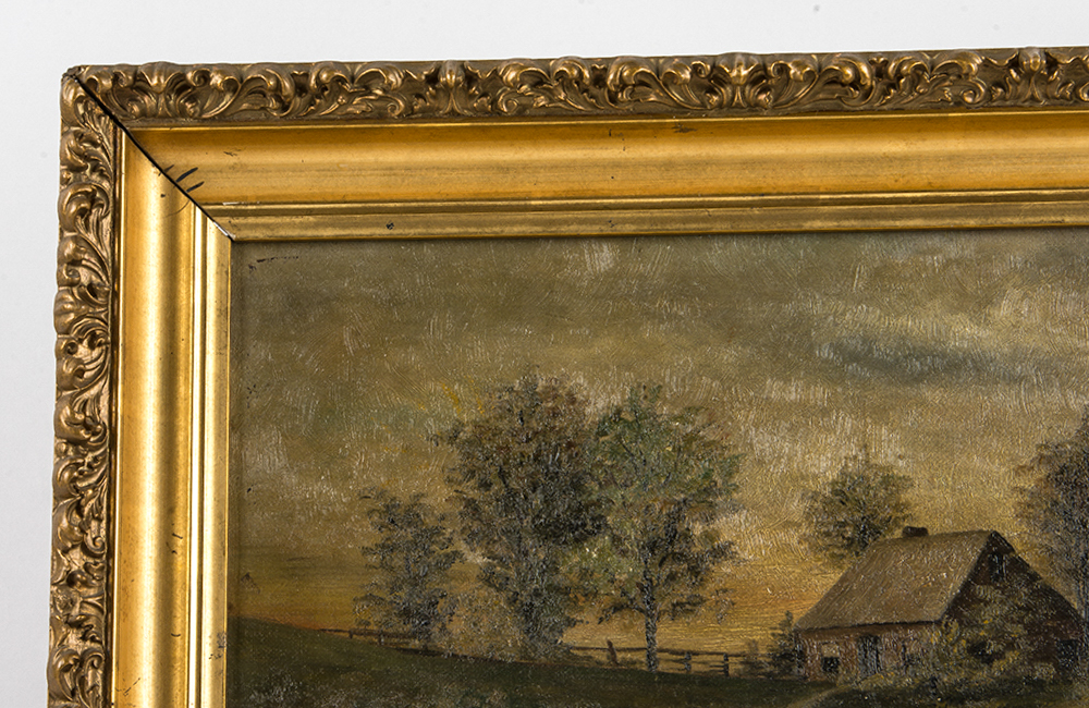 Ornately Framed Landscape Oil on Canvas Painting EBTH