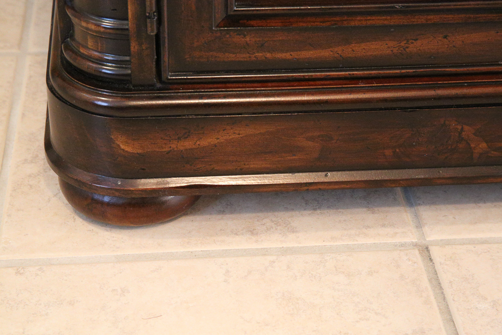 Dark Stain Credenza with Glass Front Doors EBTH