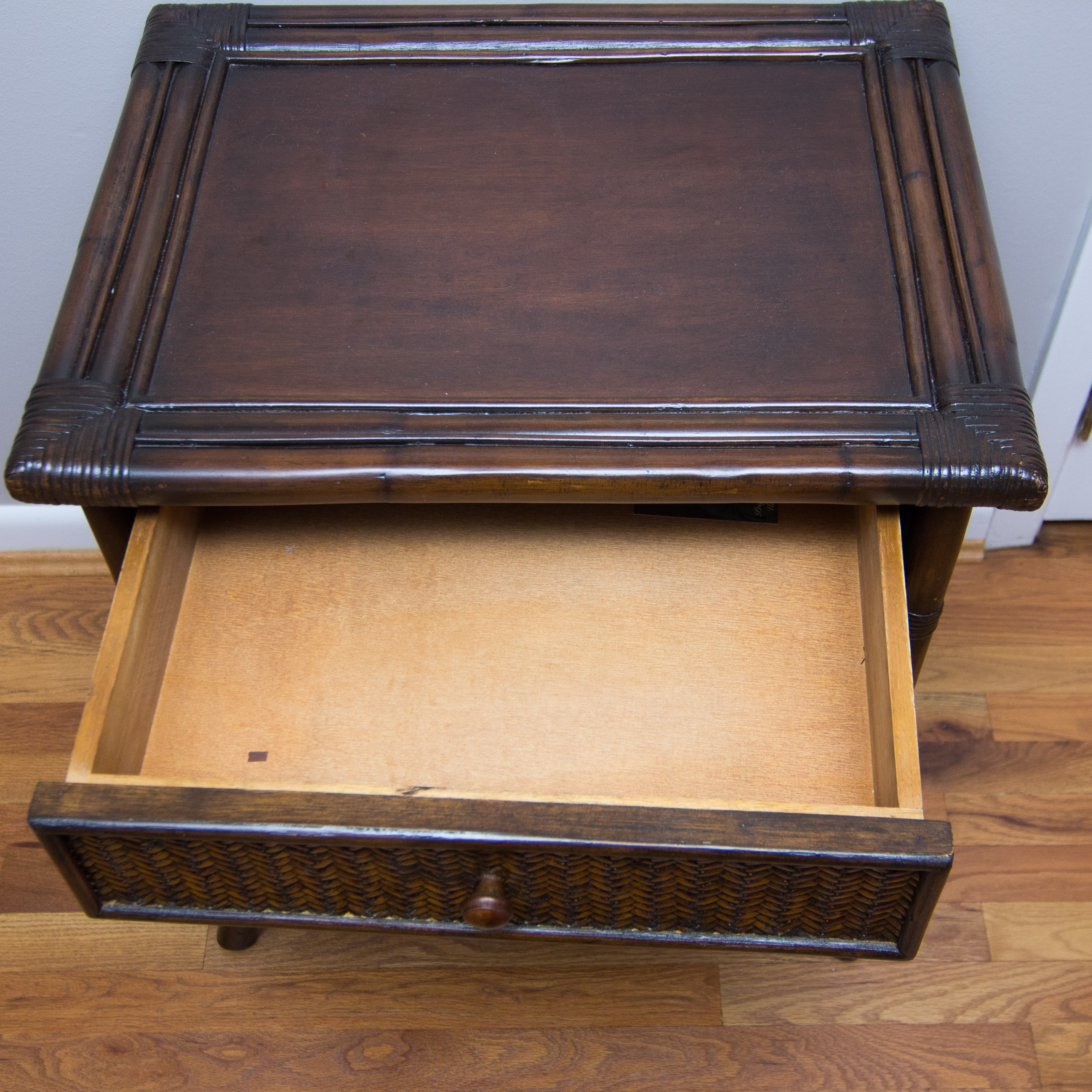 Pier 1 Imports Bamboo and Wicker End Table EBTH