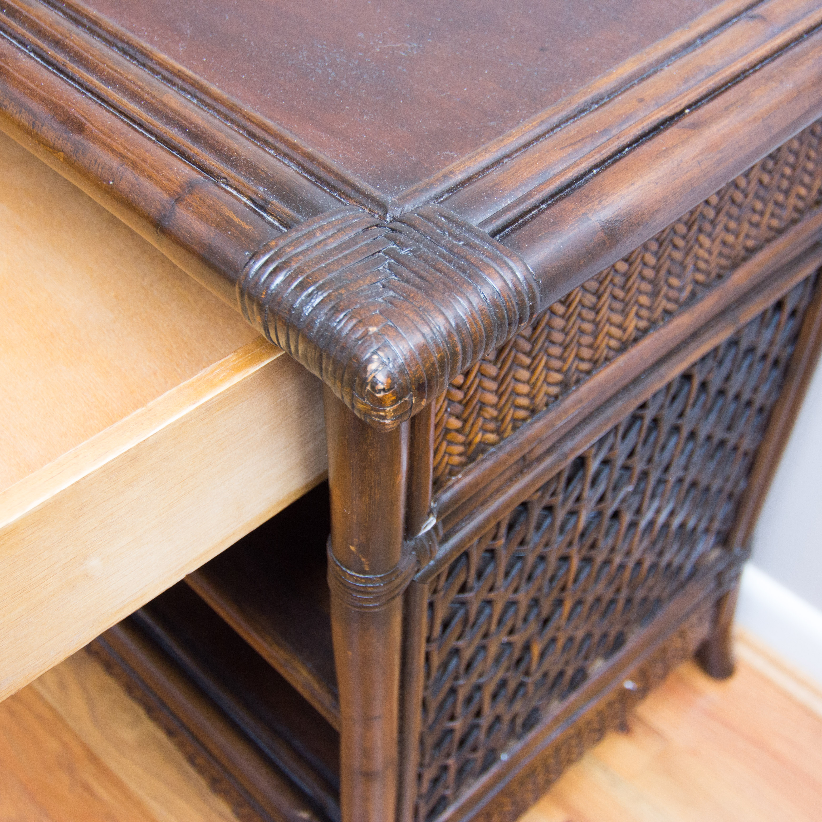 Pier 1 Imports Bamboo and Wicker End Table EBTH