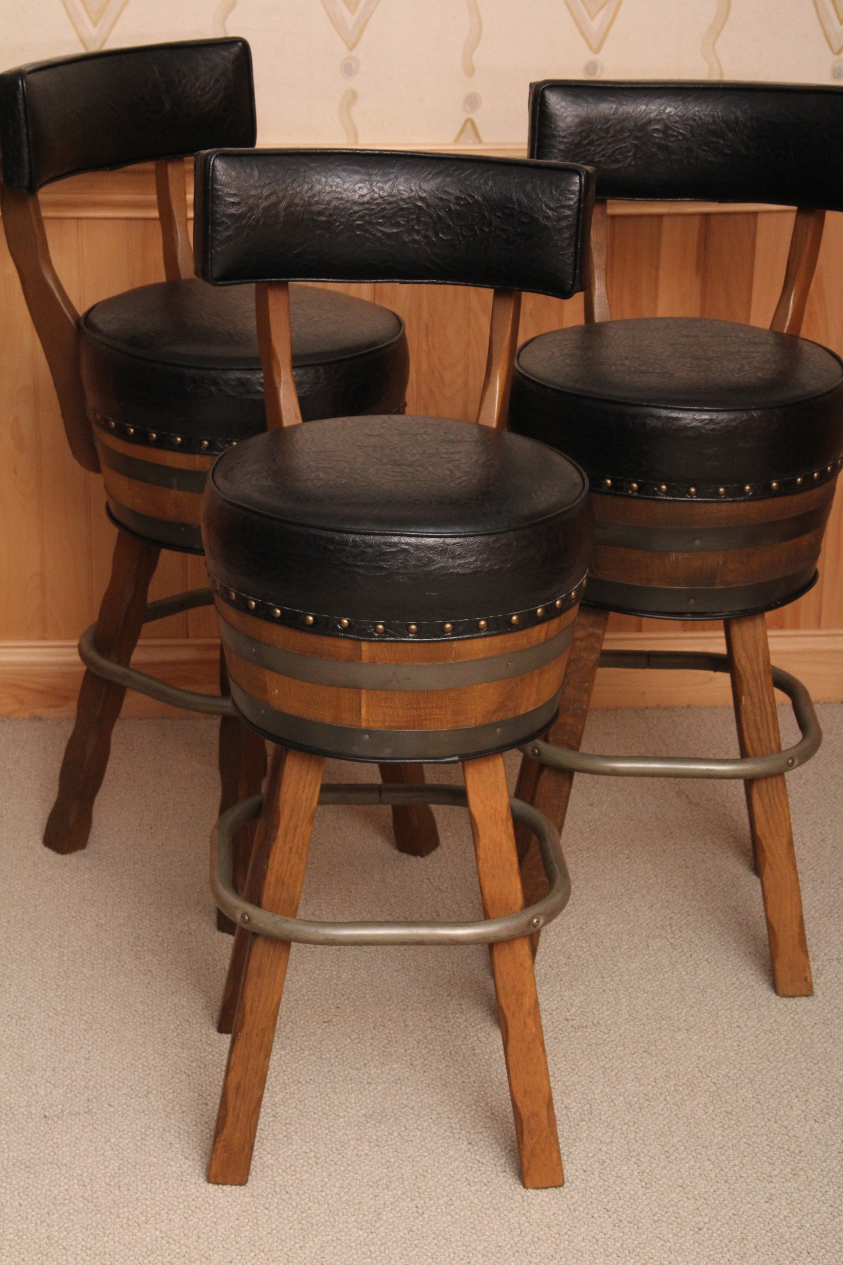 Set Of Three Vintage Whiskey Barrel Bar Stools EBTH   IMG 7531 