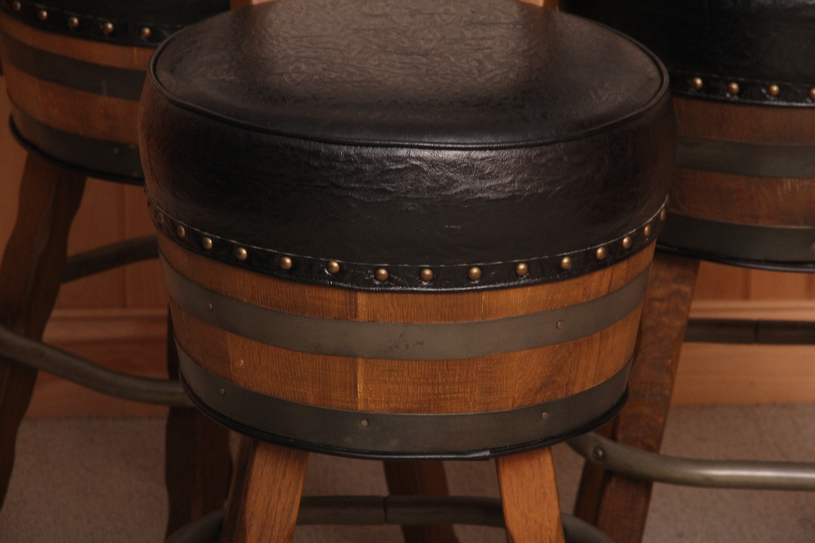Set of Three Vintage Whiskey Barrel Bar Stools EBTH