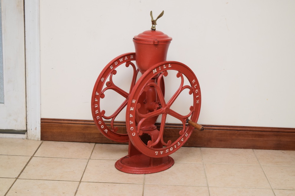 Large Antique Woodruff & Edwards, Elgin National Coffee Grinder EBTH