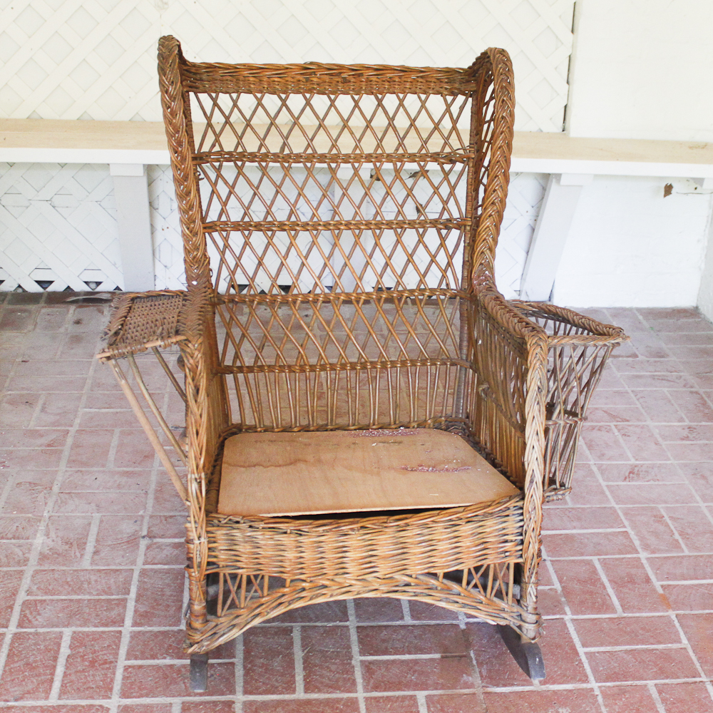 Wicker Rattan Wingback Rocking Chair EBTH