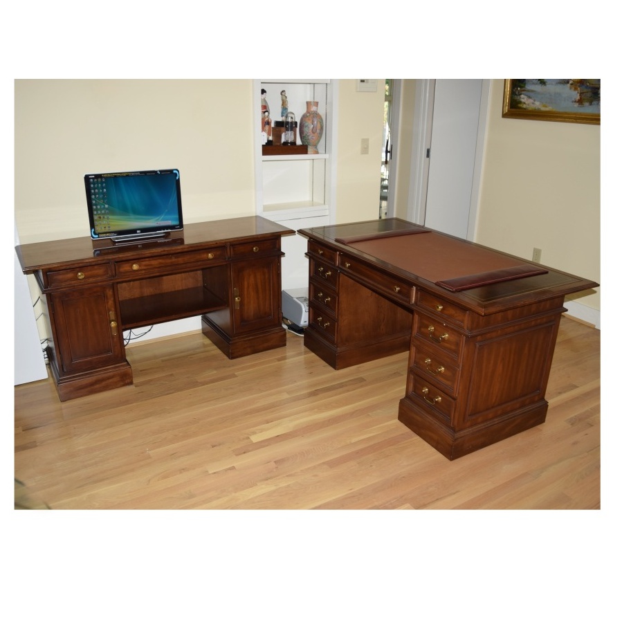 Mahogany Executive Desk And Computer Desk By Sligh Furniture Ebth