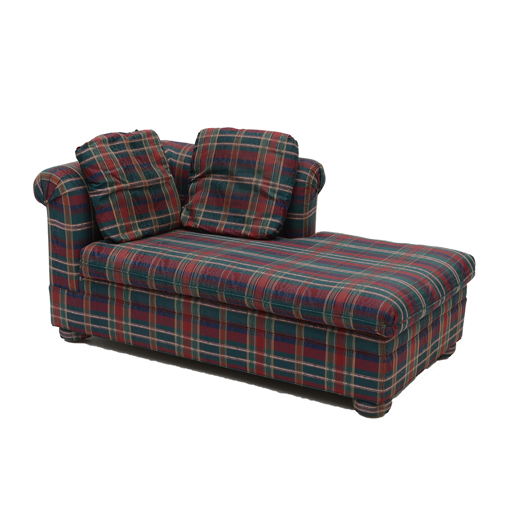 plaid chaise lounge