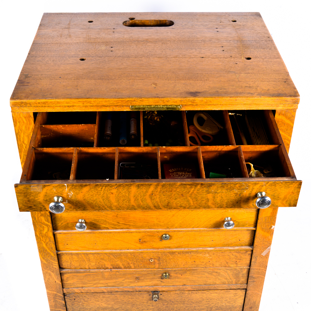 Late 19thEarly 20th Century Oak Cash Register by The National