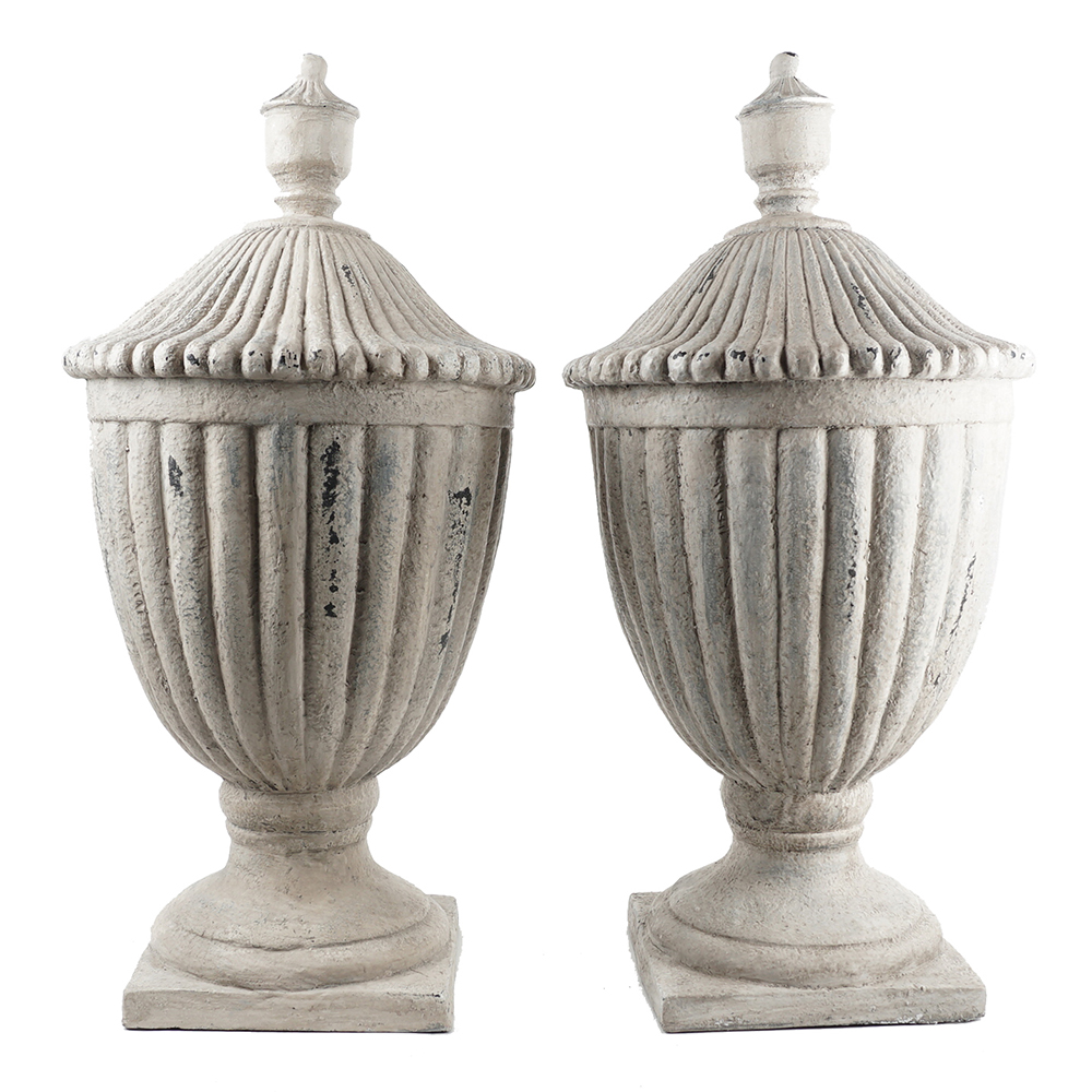 Pair of Large Decorative Cast Resin Urns by Wisteria EBTH