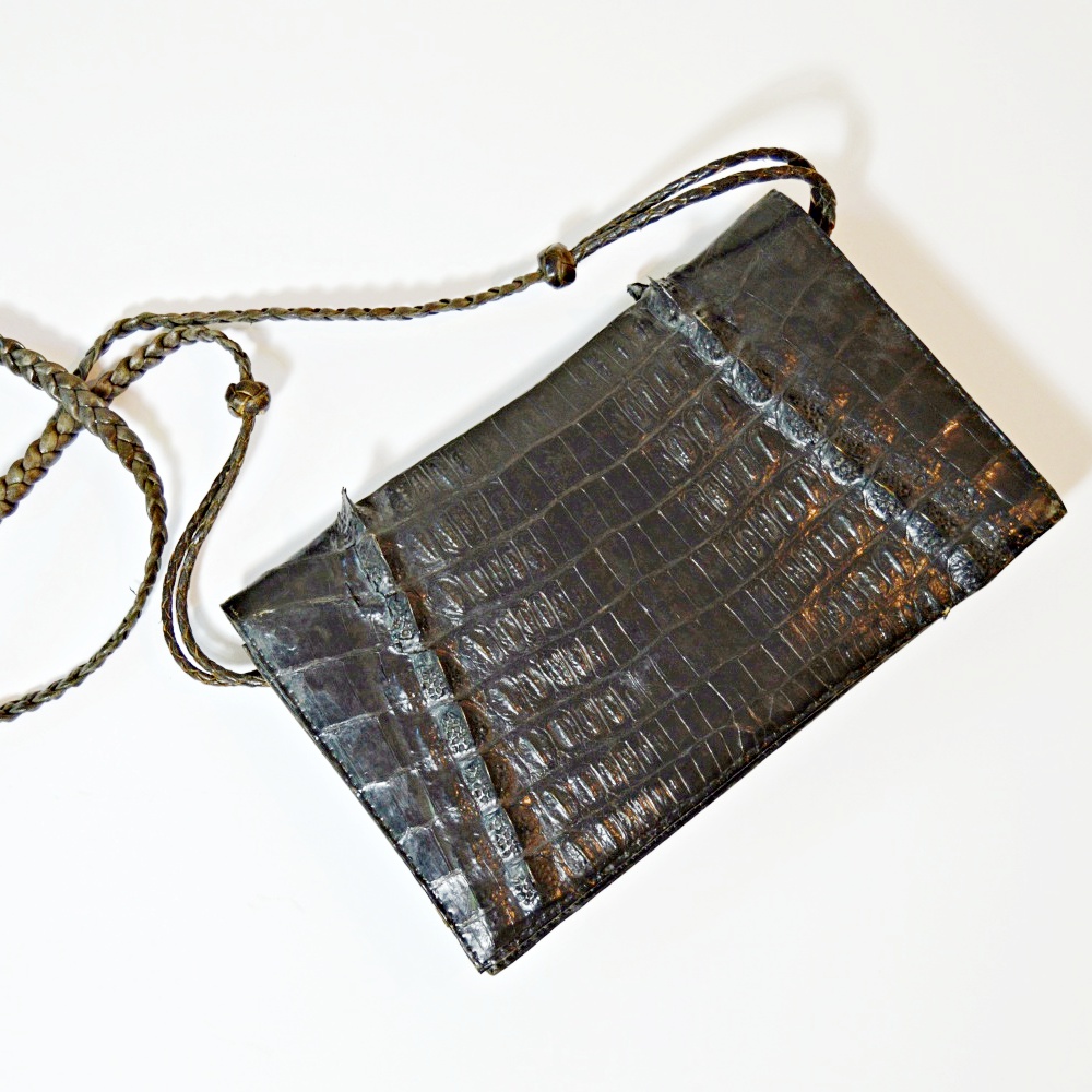 Vintage Black Crocodile Shoulder Bag EBTH