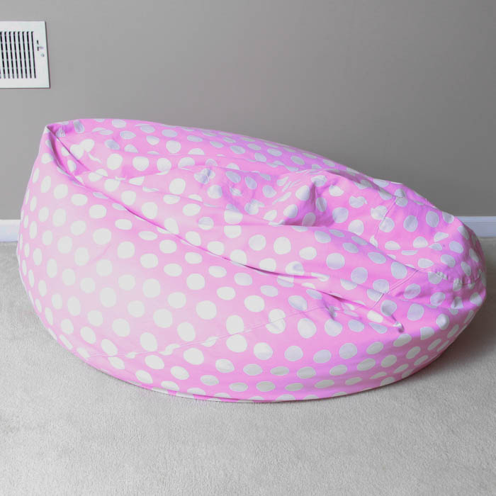 Large Pink and White Polka Dot Bean Bag Chair EBTH
