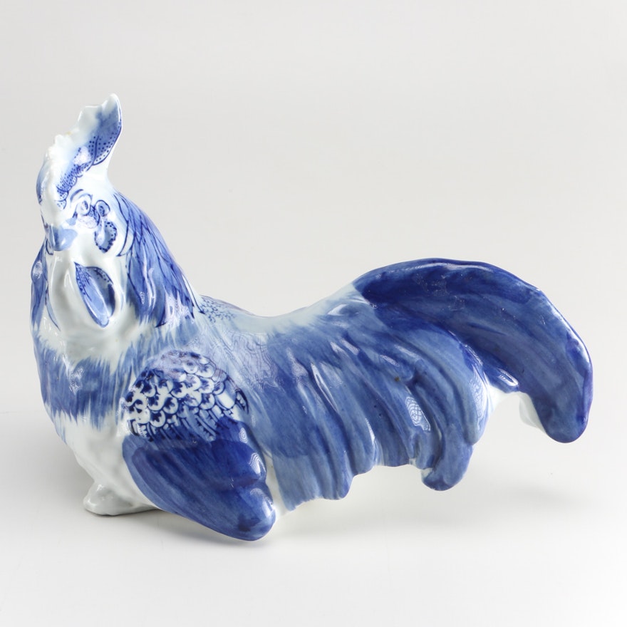 pic Blue And White Ceramic Rooster decorative ceramic rooster