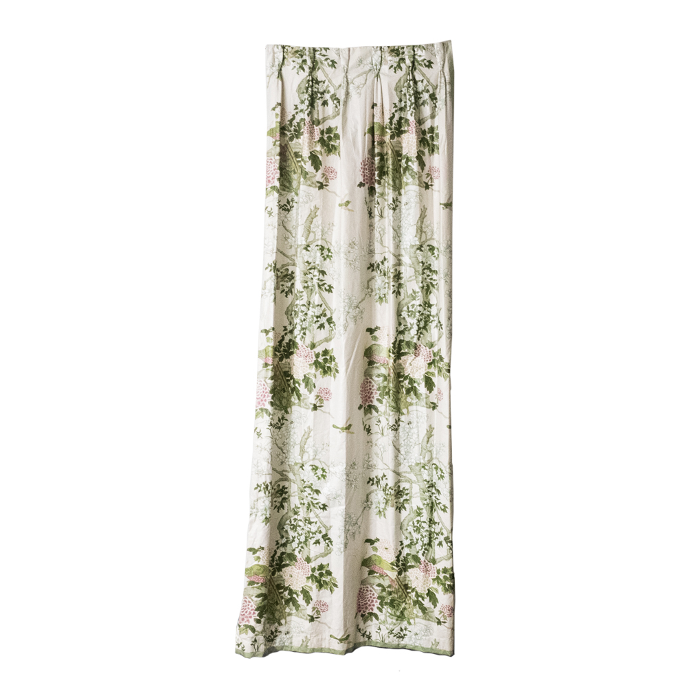 Set Of Vintage Chinoiserie Chintz Drapery Panels Ebth