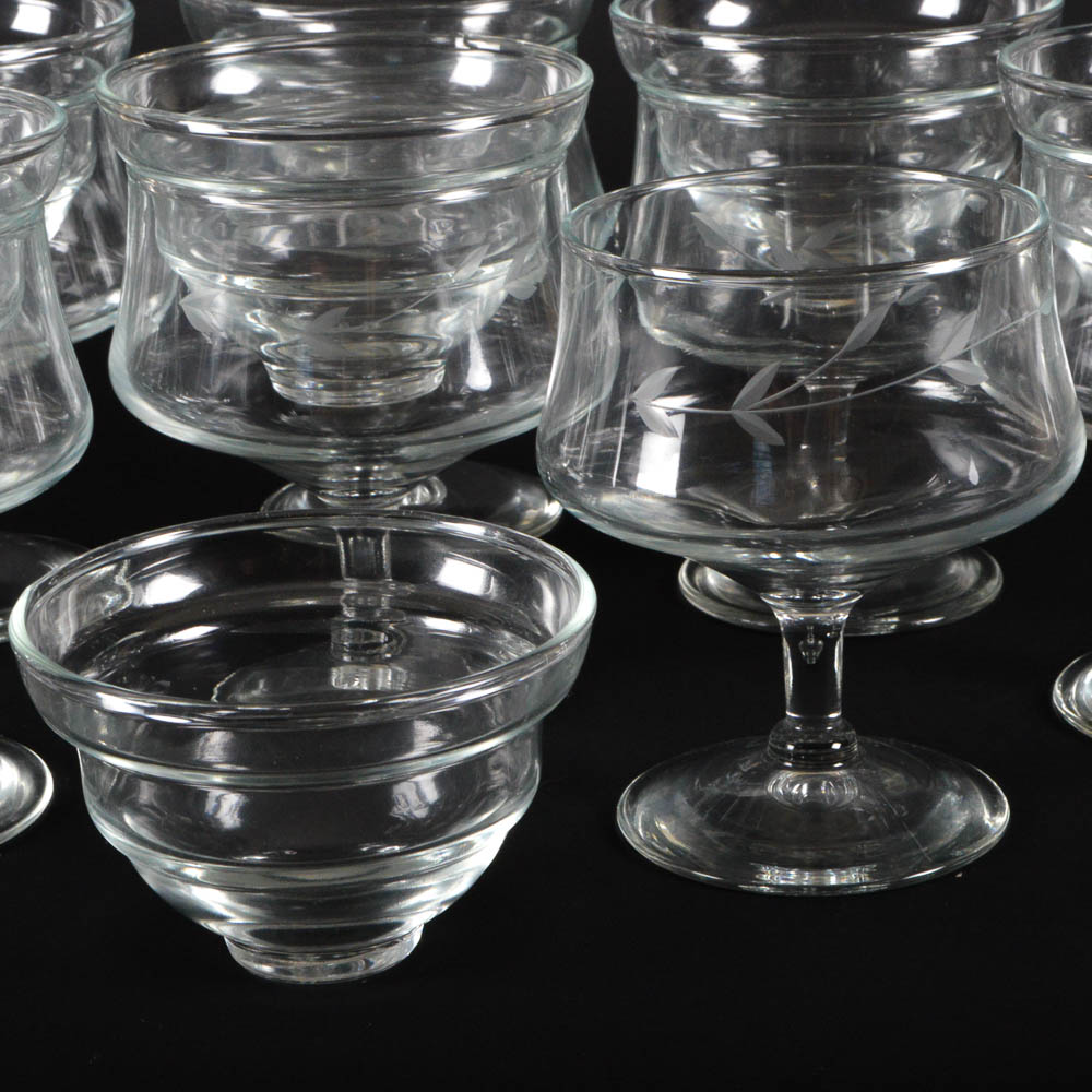 Etched Stemmed Chiller Glasses with Liners EBTH