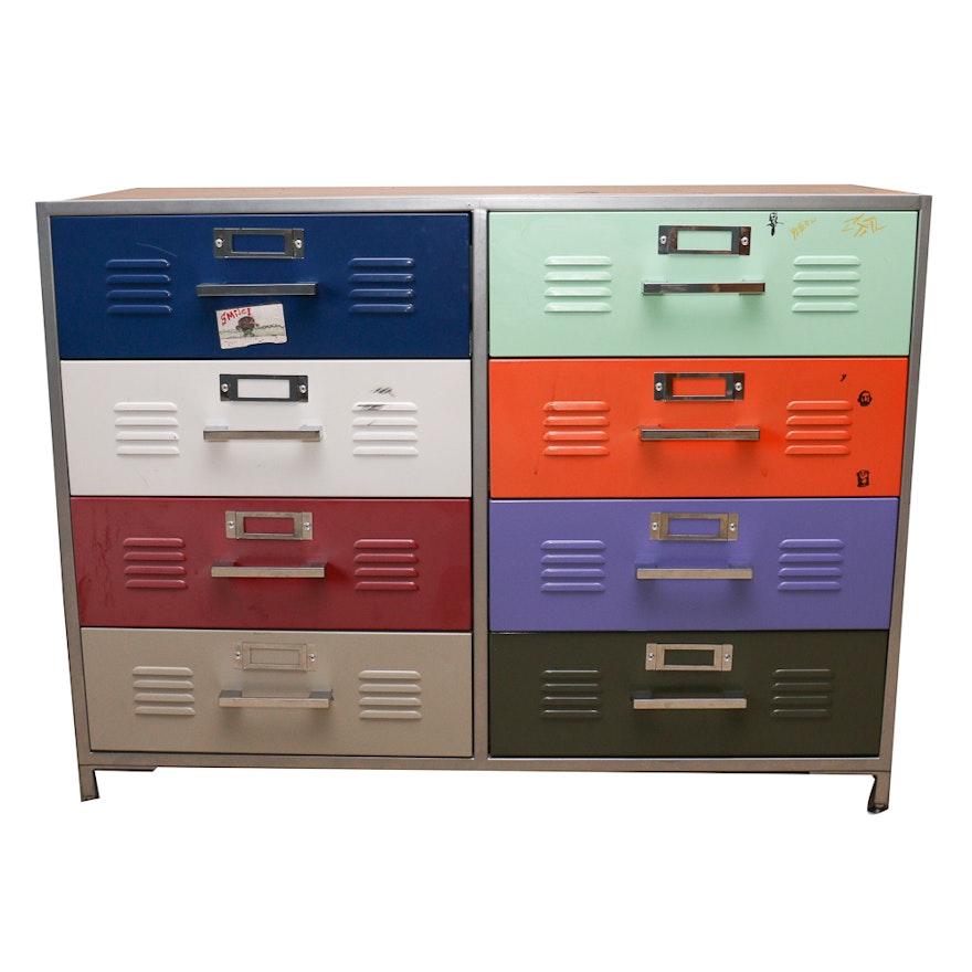 Metal Locker Style Dresser Ebth Metal Locker Style Dresser