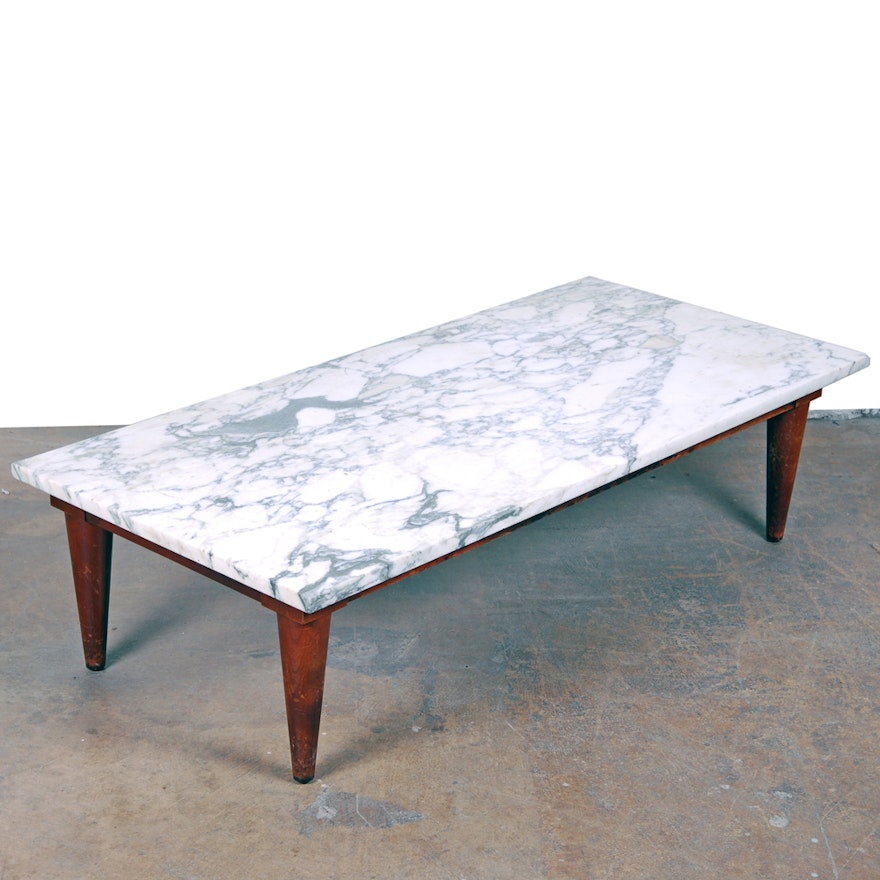 Mid Century Modern Marble Top Coffee Table Ebth Mid Century Modern Marble Top Coffee