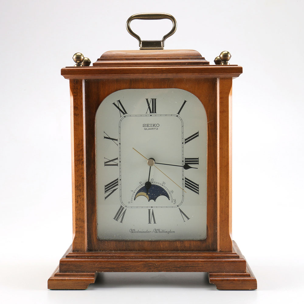 Seiko Quartz Mantel Clock with Moon Phase Dial EBTH