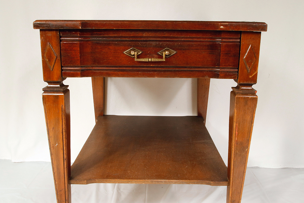 Vintage Leather Top End Table EBTH