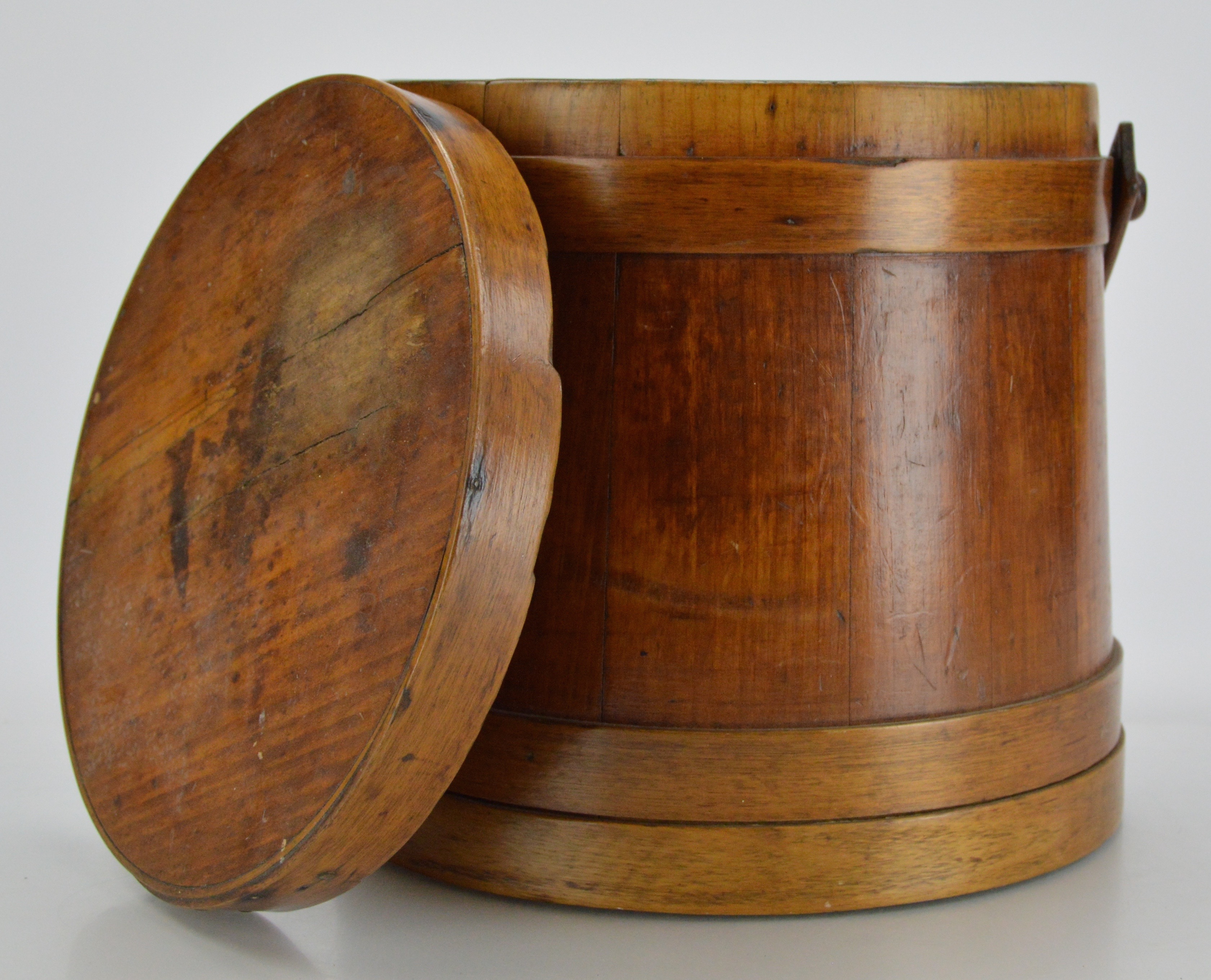 Antique Wood Bucket with Lid and Handle EBTH