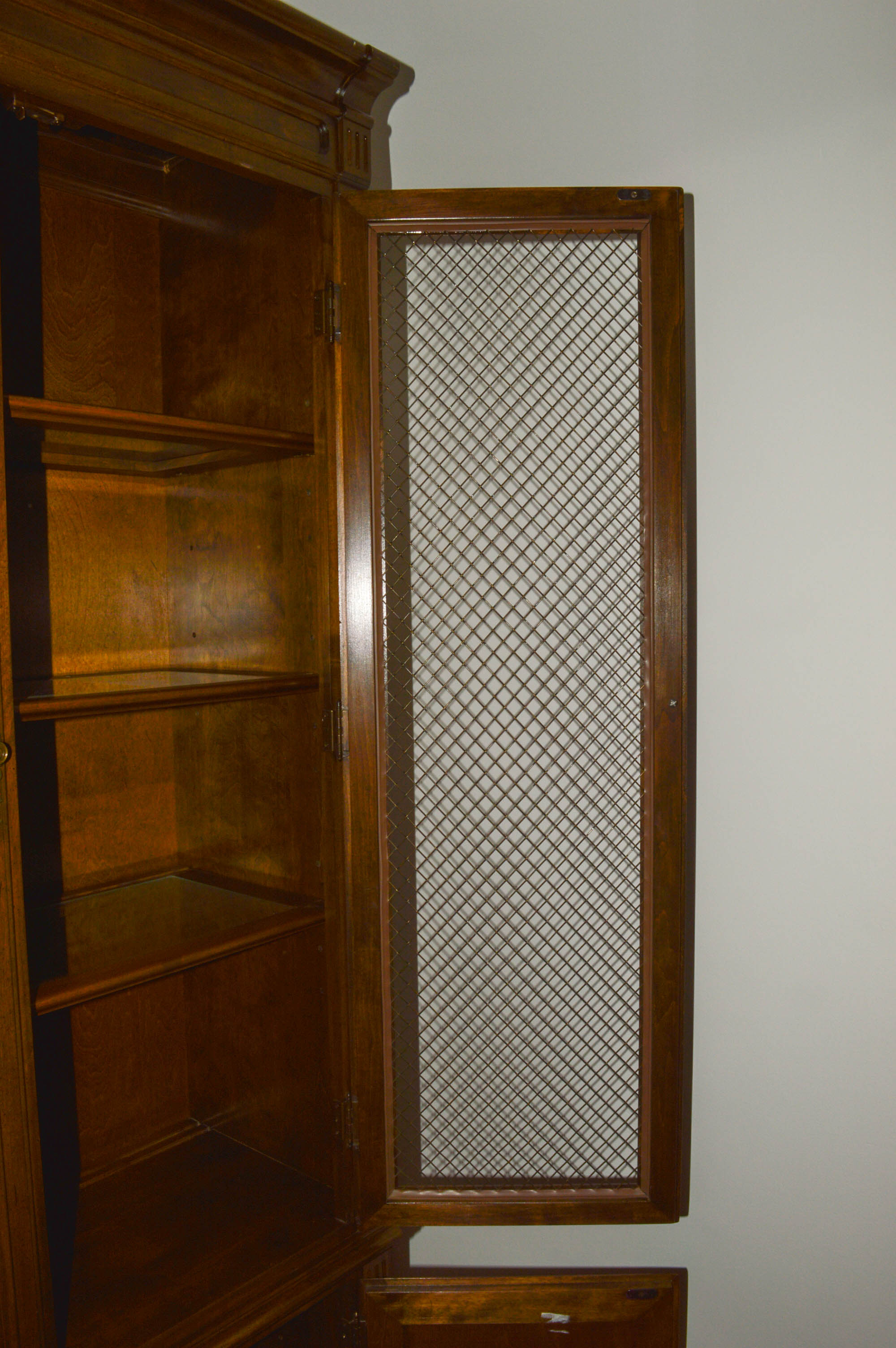 Ethan Allen Bookcase with Wire Lattice Door Fronts EBTH