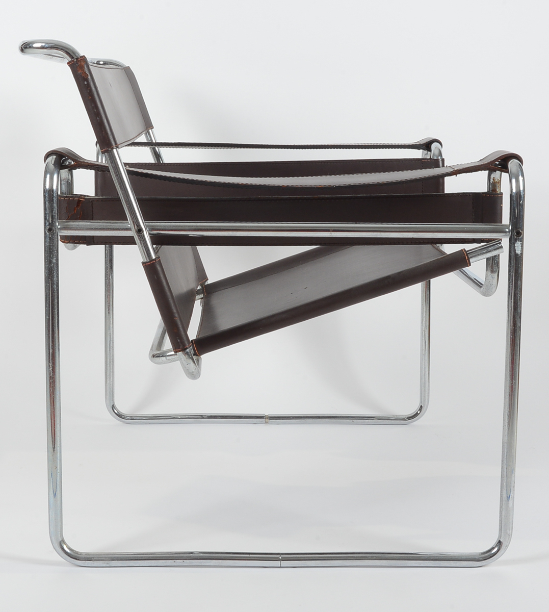 Pair of Wassily by Gavina of Italy Brown Leather and Chrome Chairs EBTH