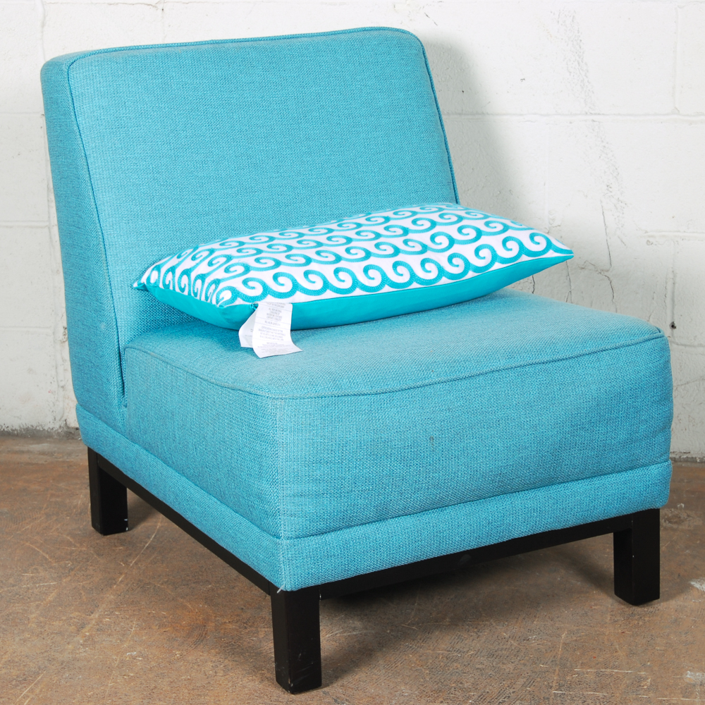 Aqua Side Chair And Down Throw Pillow