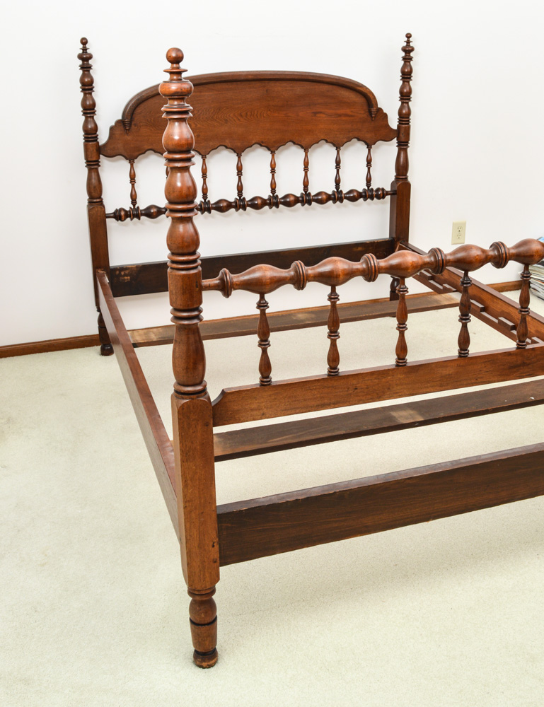 Antique Walnut Queen Size Four Poster Bed Frame EBTH