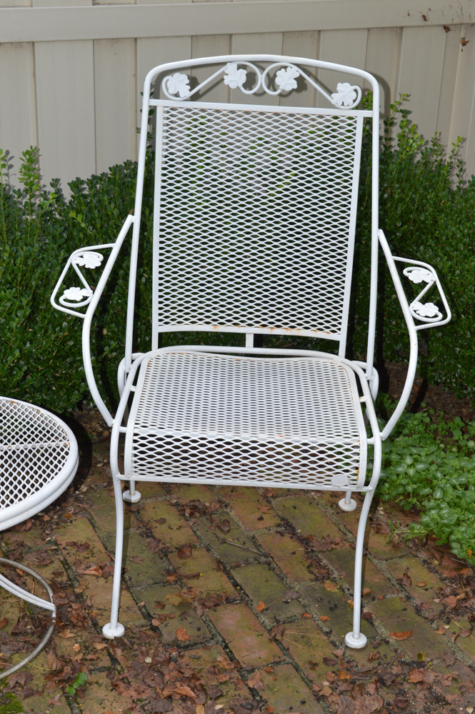 Vintage Wrought Iron Patio Chairs with Table | EBTH