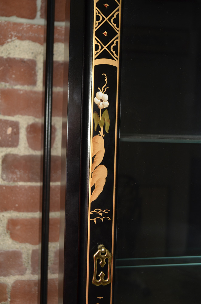 Chinoiserie Black and Gold Curio Cabinet | EBTH