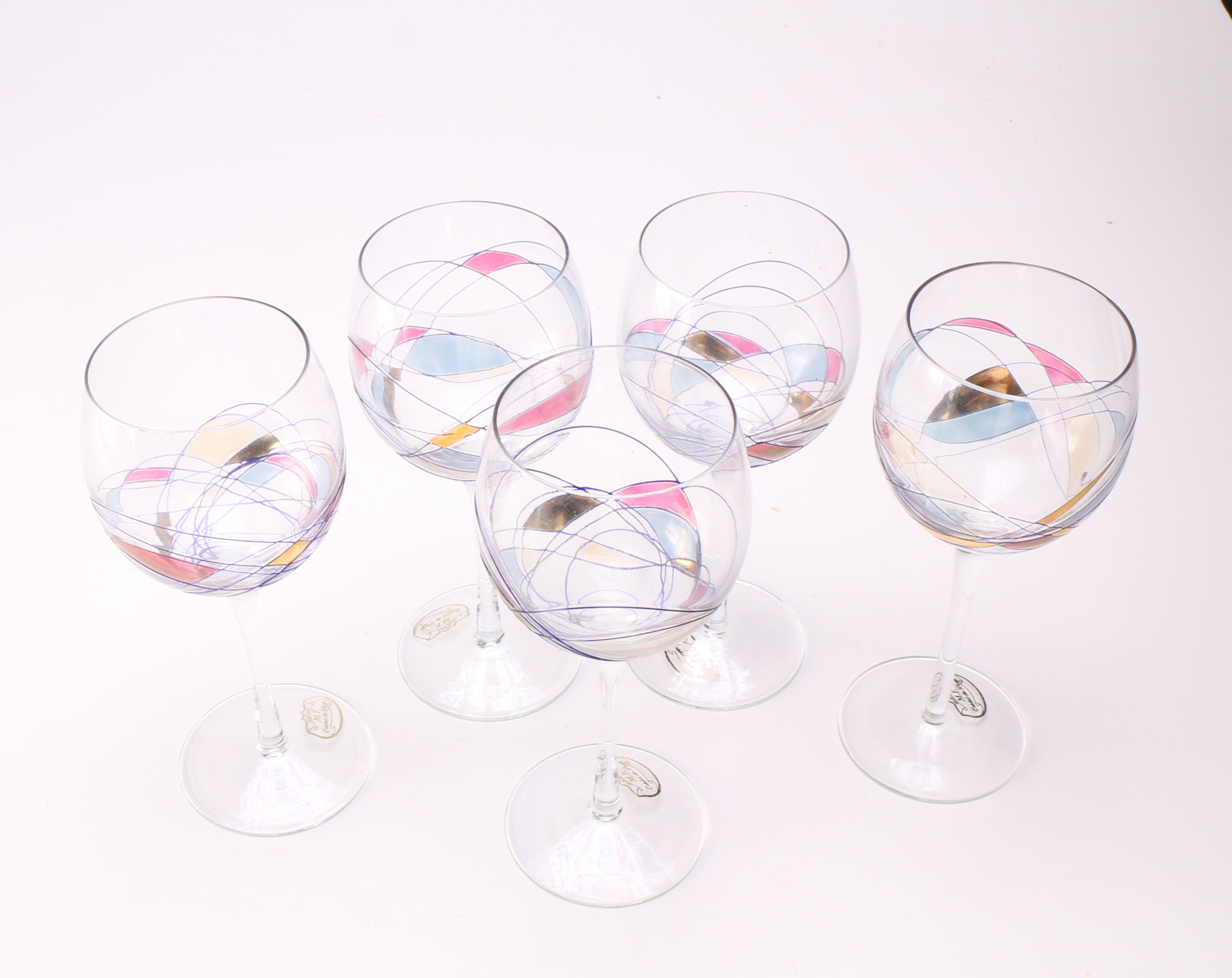 Collection of M.F. Cristal de Paris Wine Glasses EBTH