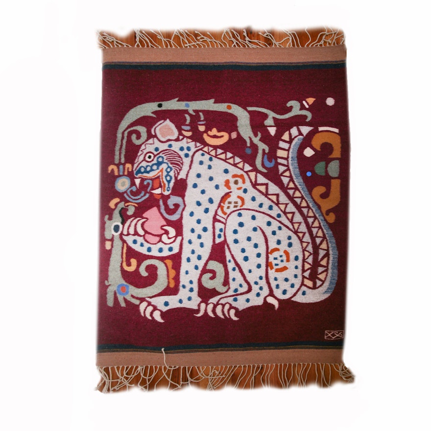 Vintage Isaac Vasquez Handwoven And Naturally Dyed Mexican Rug Ebth