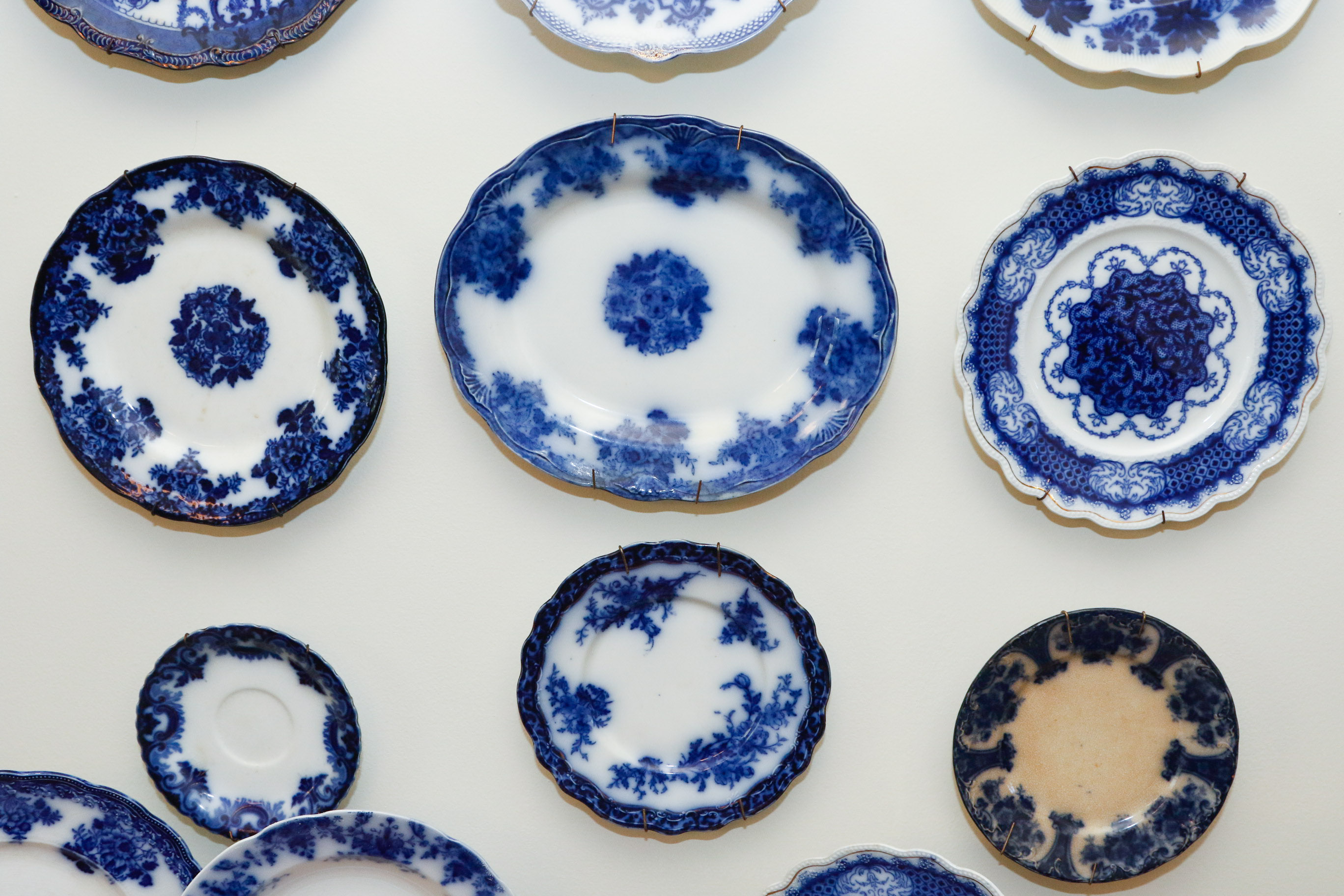 Collection of Antique English Flow Blue Plates