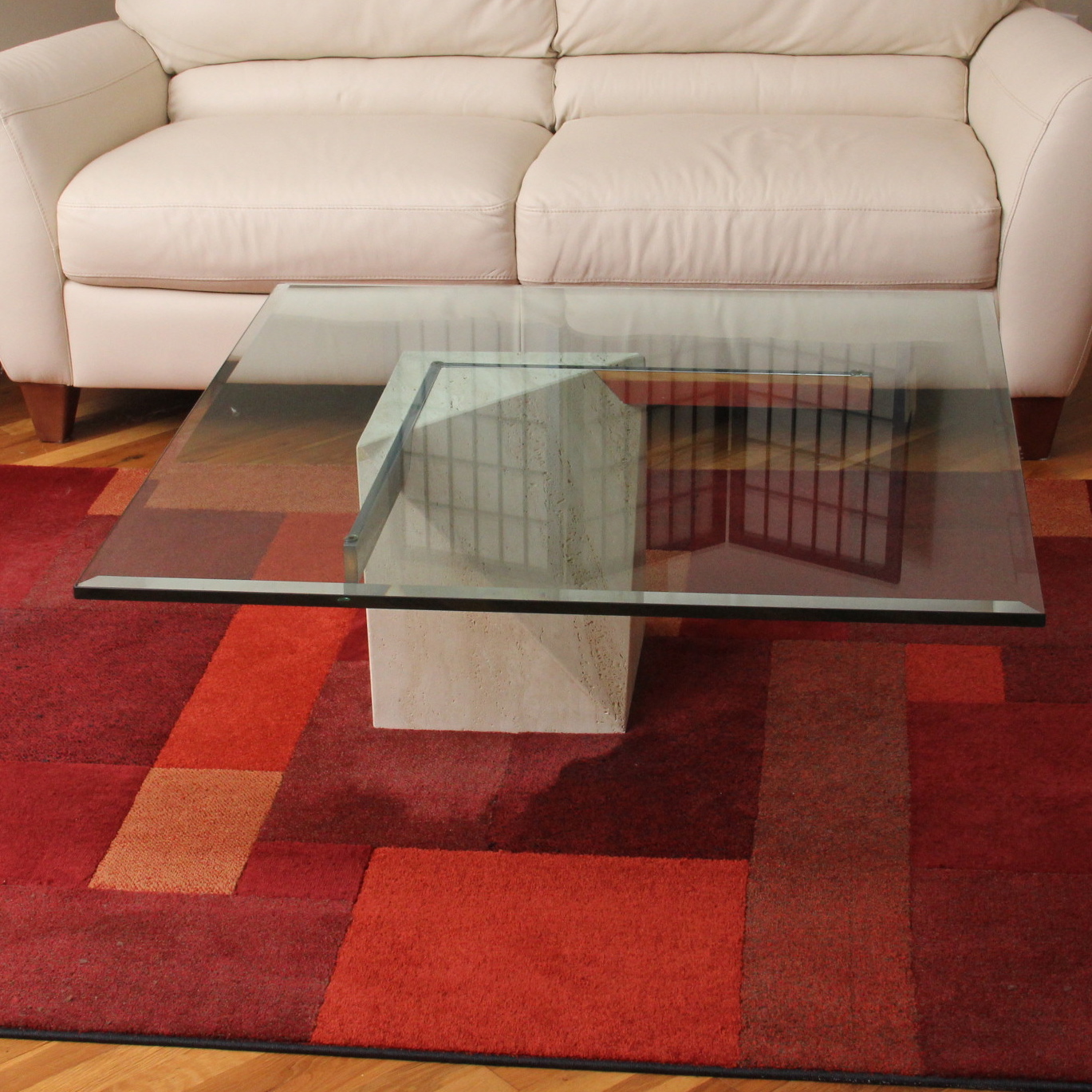 Glass Top Marble Coffee Table EBTH