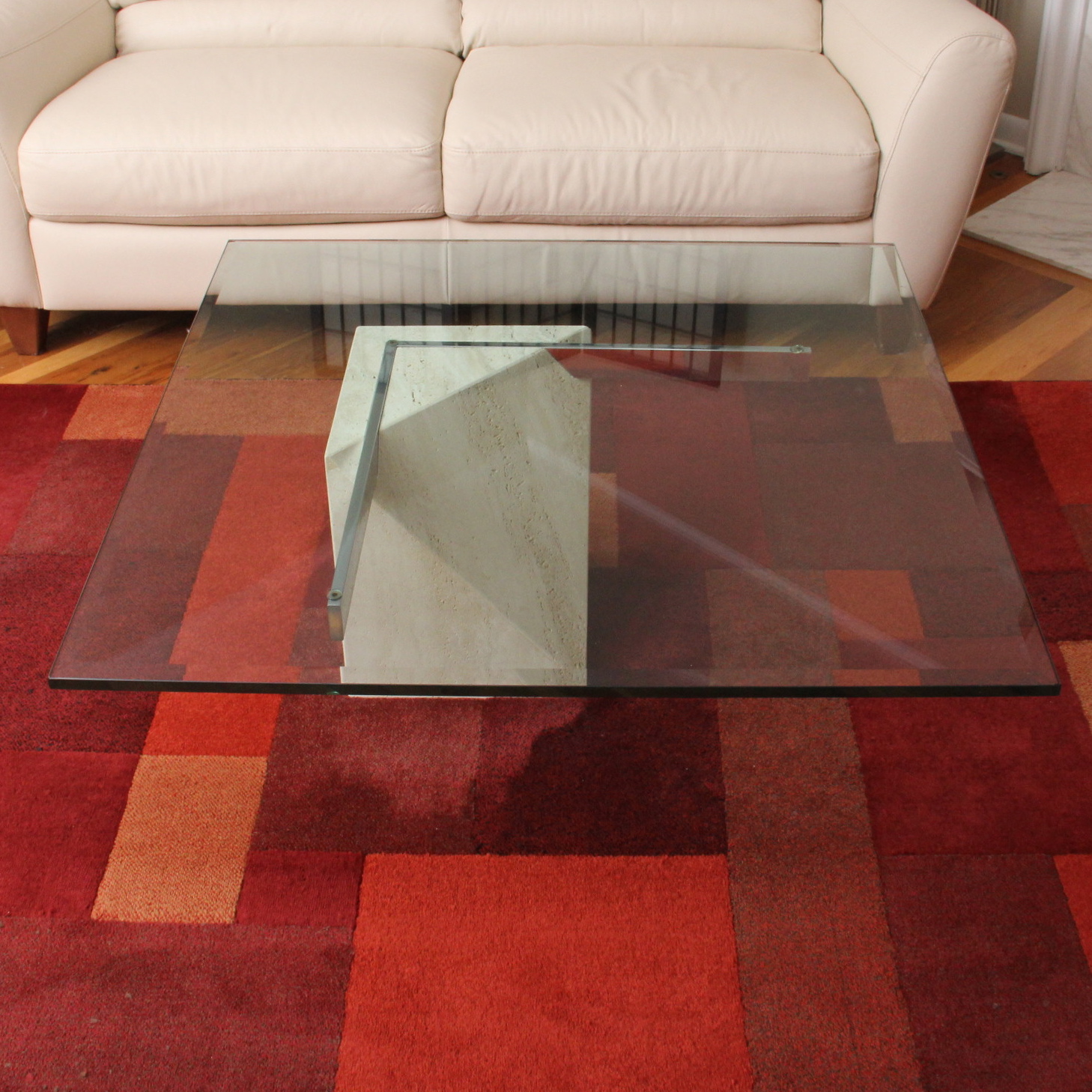 Glass Top Marble Coffee Table EBTH