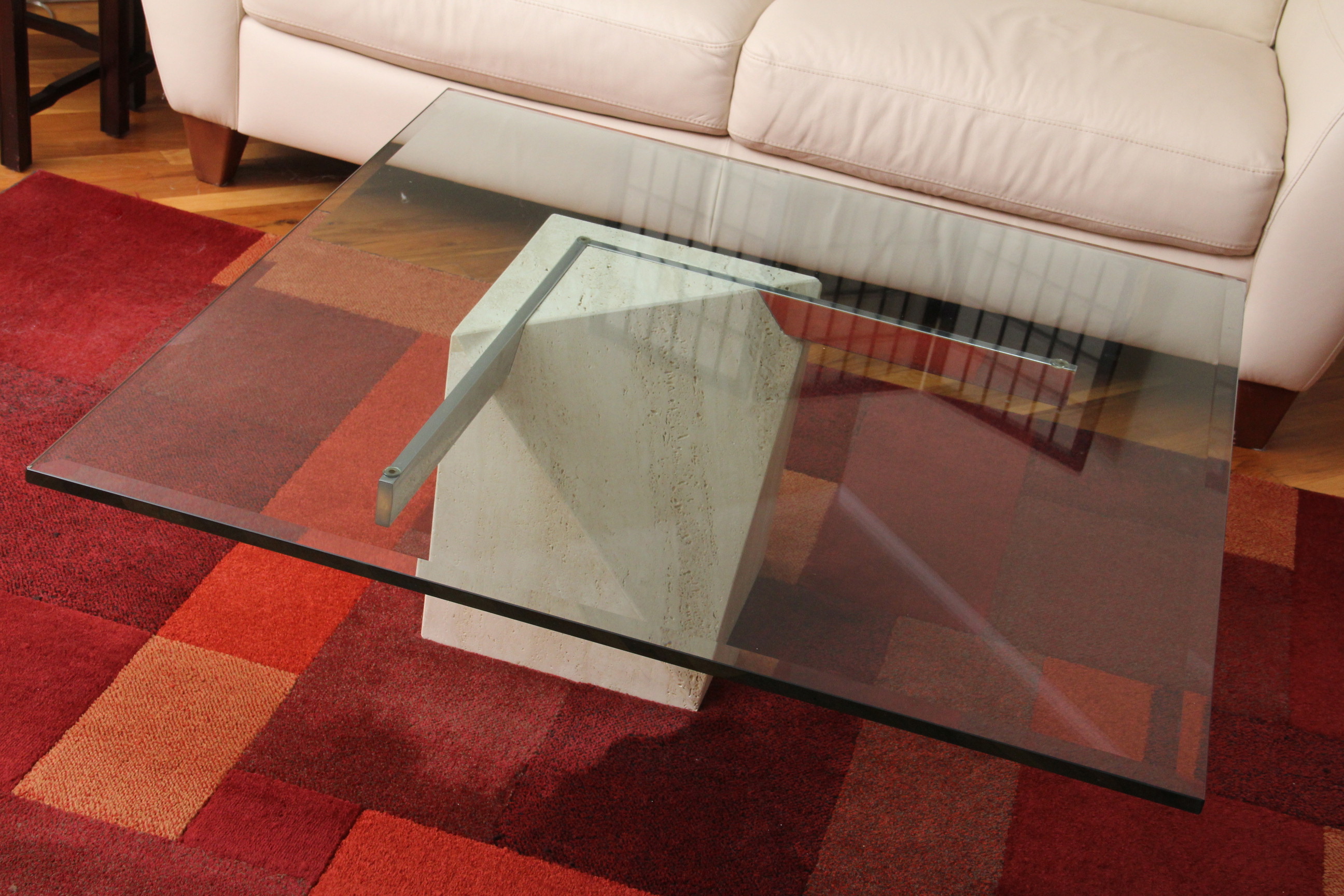 Glass Top Marble Coffee Table EBTH