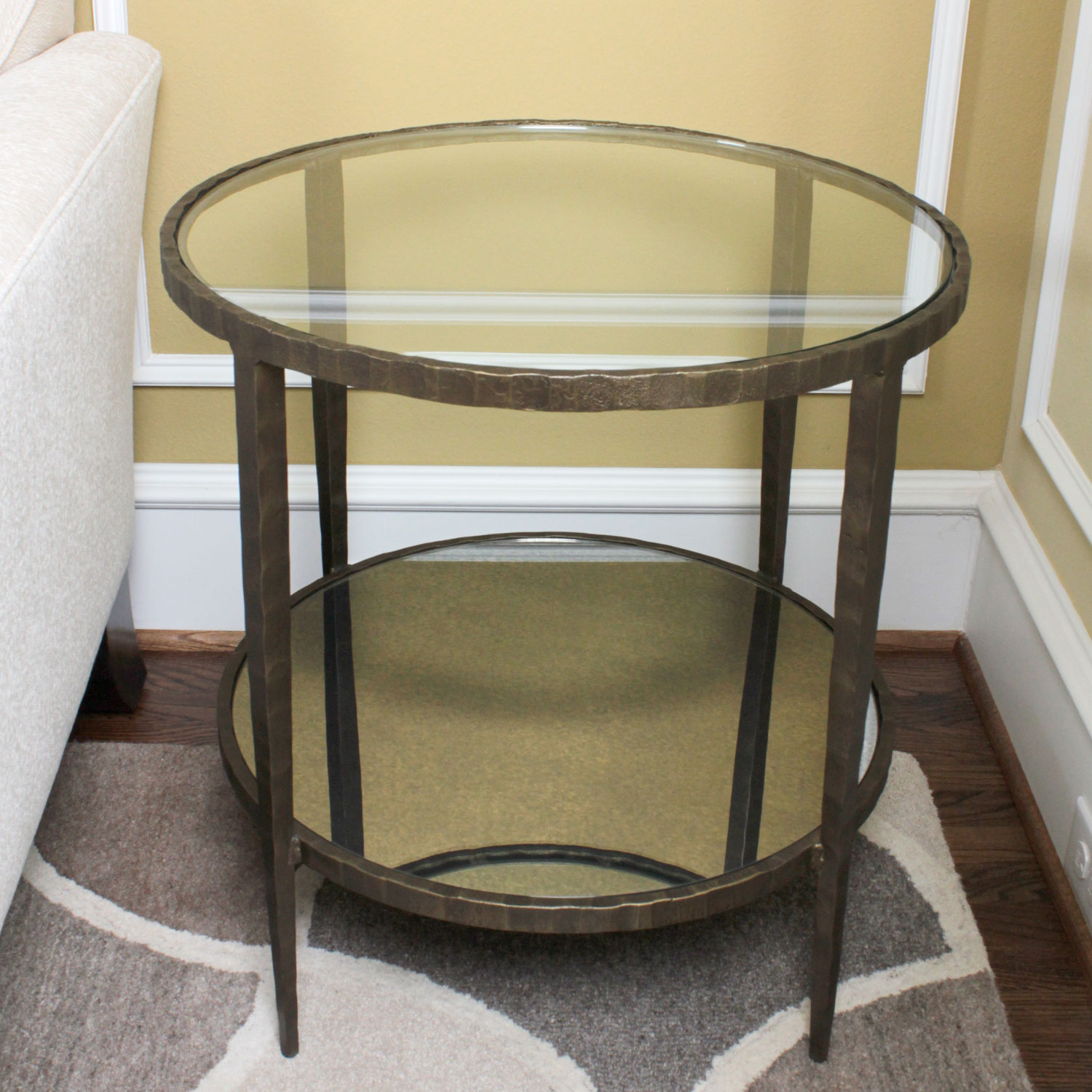 Crate & Barrel Circular Glass Top End Table EBTH