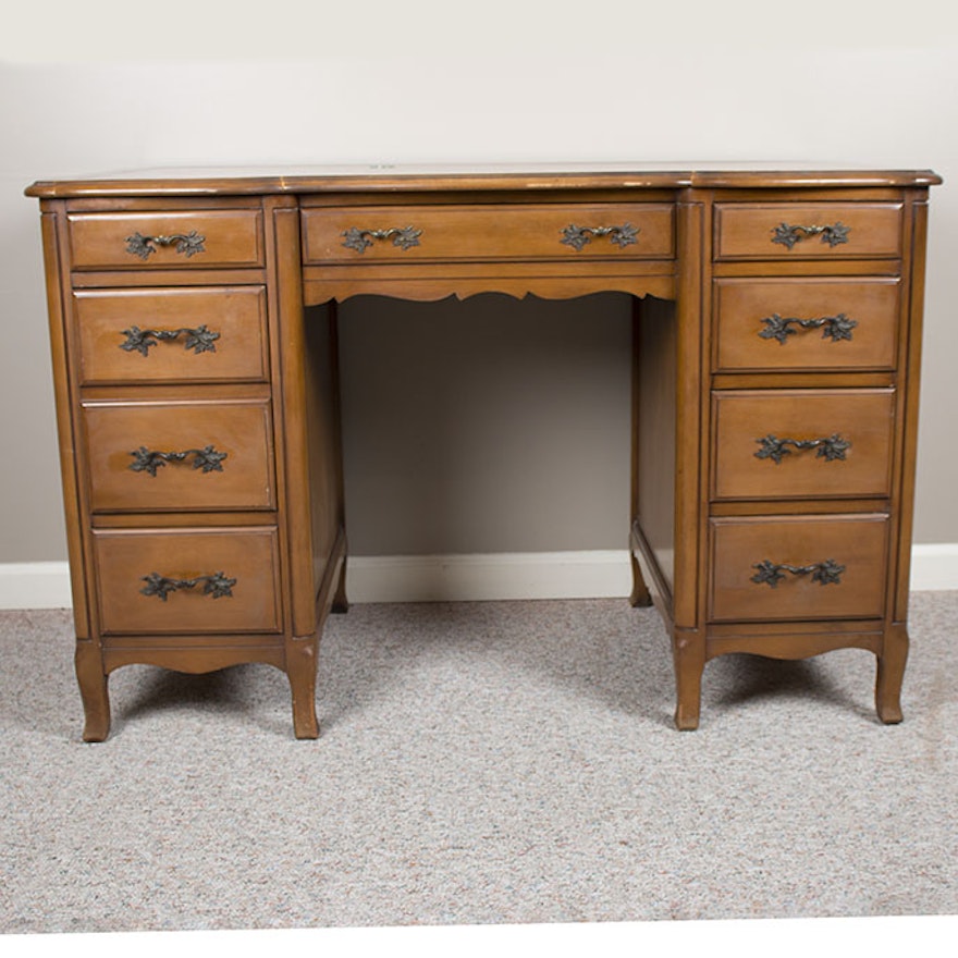 Sligh Grand Rapids Desk With Tooled Leather Top Ebth