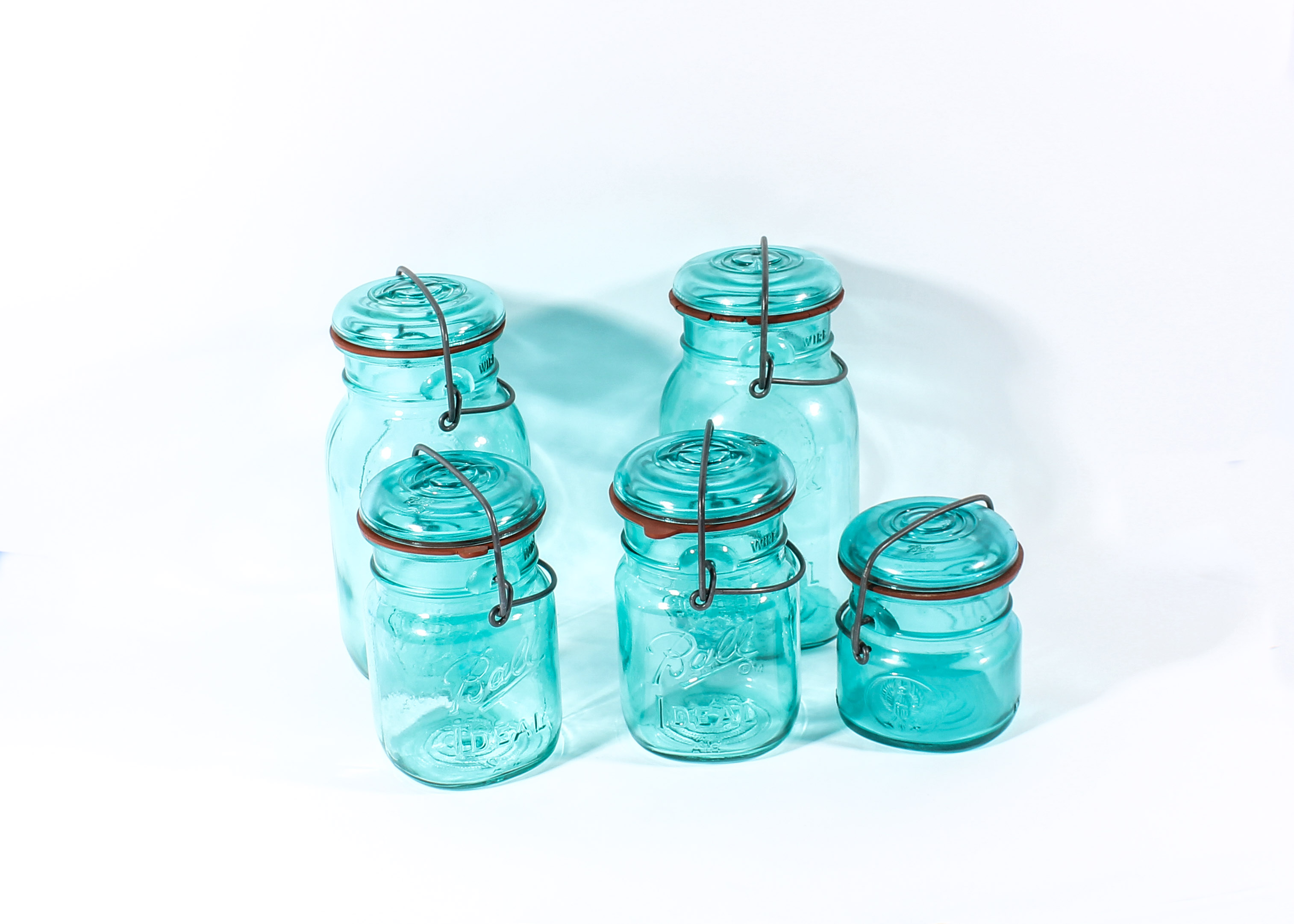 Collection of Blue Glass Kitchen Canisters | EBTH