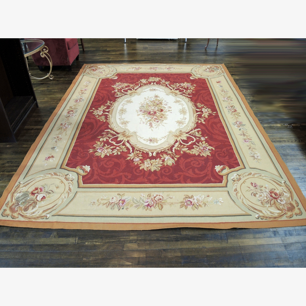 Large French Aubusson Needlepoint Wool Area Rug EBTH