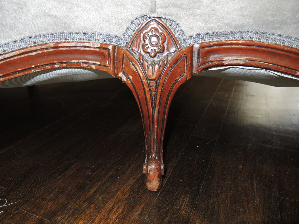 Vintage Queen Anne Sofa with Updated Grey Upholstery EBTH