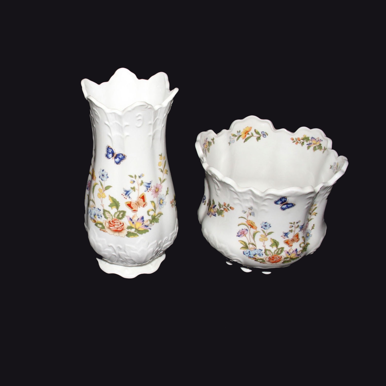 Aynsley Bone China Cottage Garden Vases Ebth