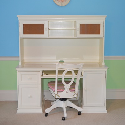 Pottery Barn White Desk Hutch And Swivel Chair Ebth